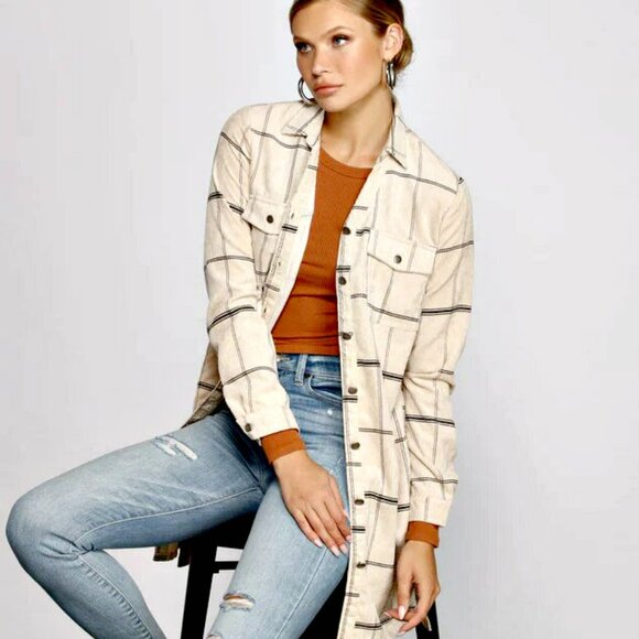 NEW! PLAID BELTED SHACKET DRESS SZ L - Picture 5 of 6